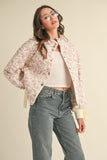 Pink & Ivory Floral Quilted Bow Coat
