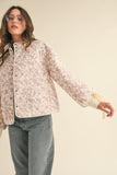 Pink & Ivory Floral Quilted Bow Coat