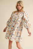 Off White Poppy Printed Dress