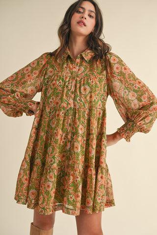 Olive Multi Floral Dress