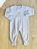 Squiggles by Charlie Blue Stripe Duck Long Romper