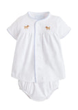 Little English Lab Pinpoint Knit Layette Set