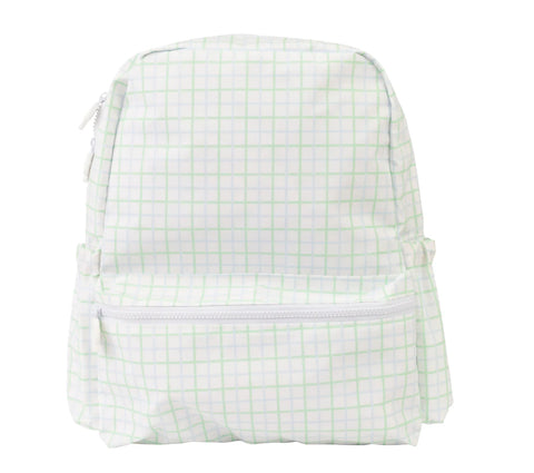 Apple of My Isla Blue Green Windowpane Backpack- Large