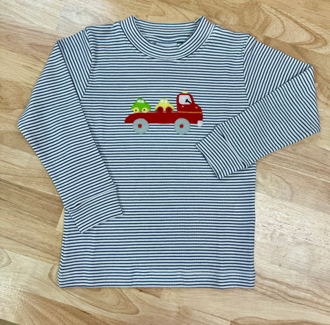 Squiggles by Charlie Navy Stripe Car Hauler Tee