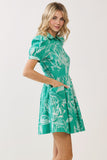 Emerald Collared Print Dress