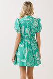 Emerald Collared Print Dress