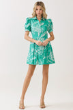 Emerald Collared Print Dress