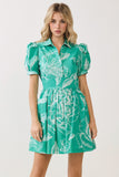 Emerald Collared Print Dress