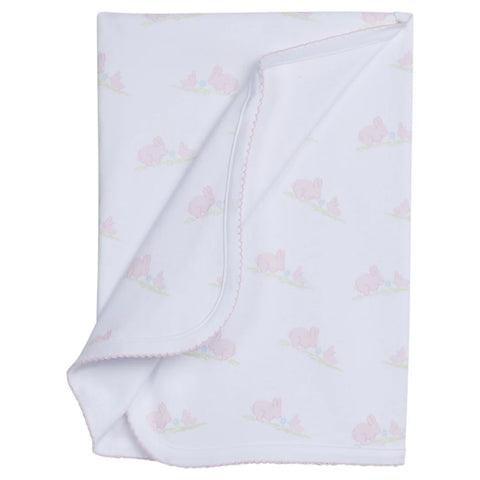 Little English Pink Bunnies Pima Blanket
