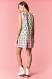 Green & Pink Floral Tie Shoulder Dress