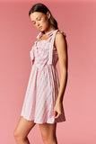 Pink Floral Stripe Bow Dress