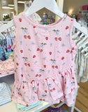 Three Little Ducks Summerfield Strawberries Rosie Ruffle Back Short Set