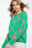 Green Chain Print Sweater