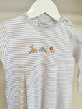 Squiggles by Charlie Blue/Tan Stripe Animal Pull Toy Long Romper