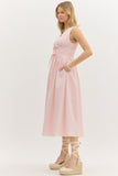 Pink Stripe Midi Bow Dress