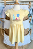 Luigi Kids Light Yellow Tropical Fish Dress