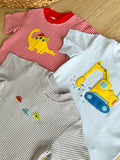 Squiggles by Charle Red Stripe Dino & Cars Short Sleeve Tee