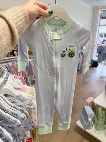 Magnolia Baby Tractor Time Zip Pajamas
