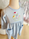 Squiggles by Charlie Blue Mini Stripe Flower Pocket Dress