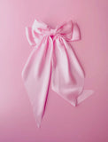 Silk Ovesized Barrette Bow- Pink