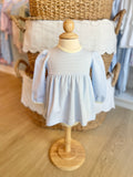 Squiggles by Charlie Blue Mini Stripe & Pale Yellow Bubble Dress