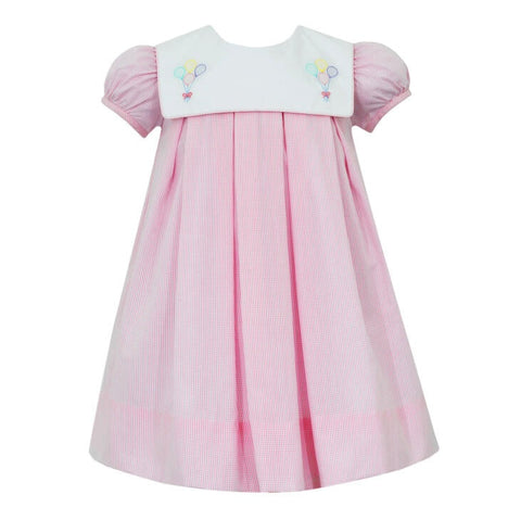 Anavini Pink Birthday Bib Embroidered Dress