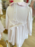 Petit Bebe Knit Dot Scalloped Collar Smocked Dress