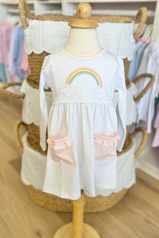 Squiggles by Charlie Blue Dot Rainbow Dress