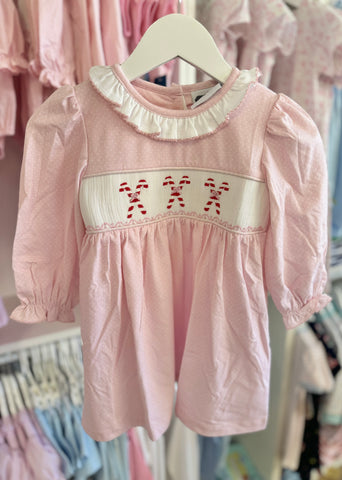 True Smocked Candy Cane Dress