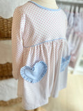 Squiggles by Charlie Red Dot & Blue Heart Pocket Dress