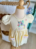 Squiggles by Charlie Pale Yellow Unicorn Dress