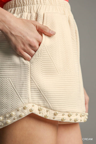 Cream Jacquard Pearl Shorts
