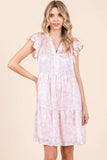 Pink Satin Floral Dress