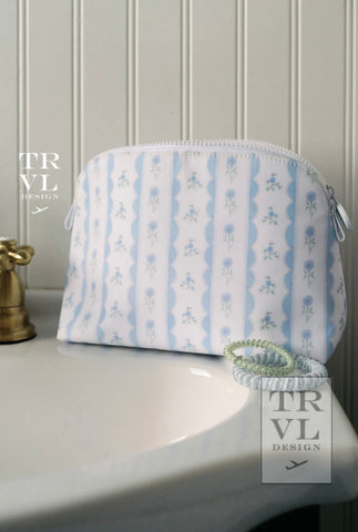 TRVL Blue Ribbon Floral Cosmetic Bag