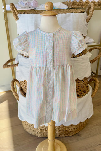 Anvy Kids Pink Pastel Plaid Button Front Dress Dress