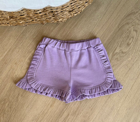 Luigi Kids Lavender Side Ruffle Shorts