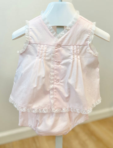 Baby Sen Pink Dylan Lace Diaper Set