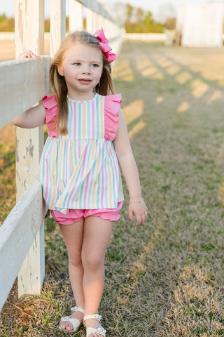James & Lottie Knit Stripe Liza Bloomer Set