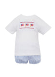 Petit Bebe Pima Knit American Flag Bloomer/Short Set