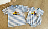 Luigi Kids Sky Blue Stripe Dump Truck Tee