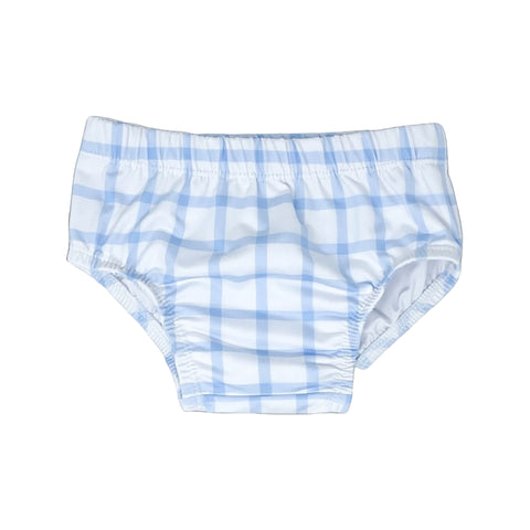 Lullaby Set Blue Windowpane Swim Diaper Cover