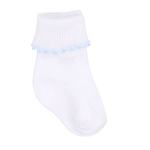 Magnolia Baby Baby Joy Crochet Trim Socks- Blue