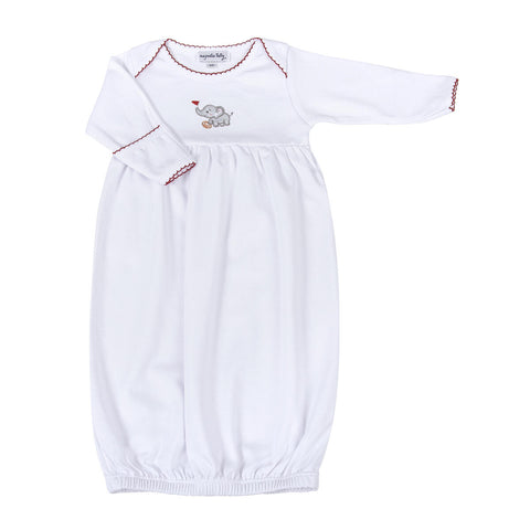 Magnolia Baby Elephant Football Embroidered Gathered Gown