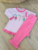 Squiggles by Charlie Pink Stripe Candy Cane Trip Pant Set (Read Below)
