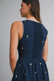 Navy Ditsy Floral Midi Dress