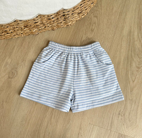 Luigi Kids Sky Blue Stripe Pocket Shorts
