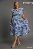 Blue Paisley Midi Dress