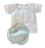 Mi Lucero White & Blue Dot Diaper Set