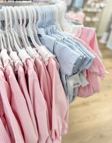 Anvy Kids Pink Check Eyelet Lace Collar Dress
