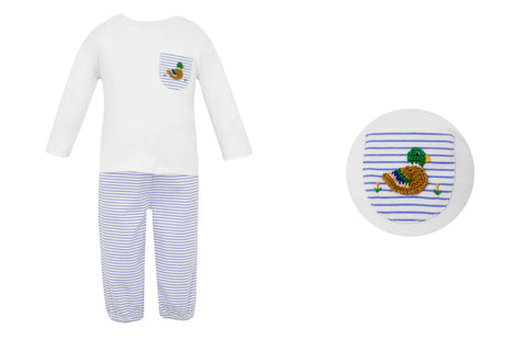 Petit Bebe Knit Crochet Mallard Pant Set